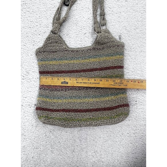 Women's The Sak Belle Multicolor Stripe Bohemian Crochet Shoulder Hobo Bag - Picture 3 of 15